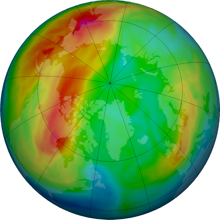 Arctic ozone map for 11 January 2016